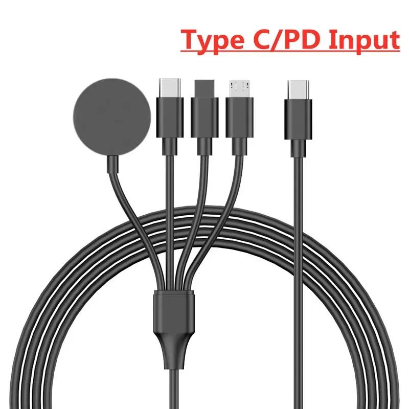 USB Type-C PD Charging Cable for iPhone and Android, Magnetic Wireless Charger for Apple Watch 1-9 Ultra SE, 4 in 1