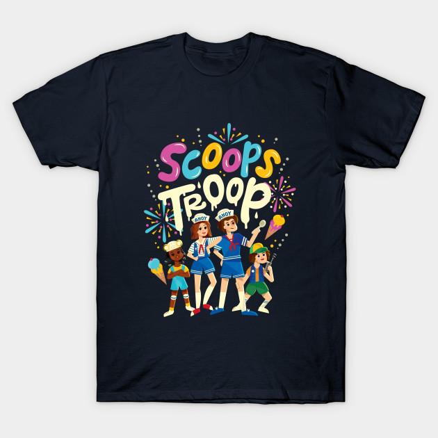 Asian Size Men Print T-shirt Scoops Troop No-Cut Heat Transfer Print Cotton Tshirt