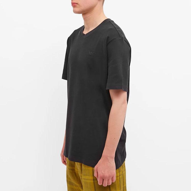 adidas Originals Clover Logo Print Футболка с круглым вырезом и короткими рукавами Мужские топы Черные HL9234