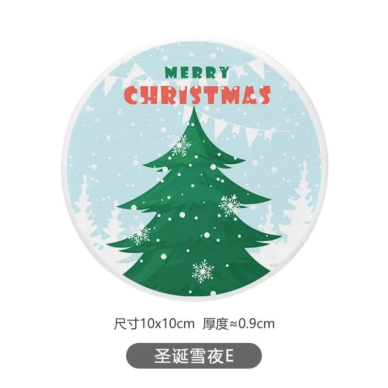 Рождественские диатомитовые впитывающие подставки мультяшный снеговик противоскользящие высокотемпературные подставки для чашек теплоизоляция горячая подставка декор стола