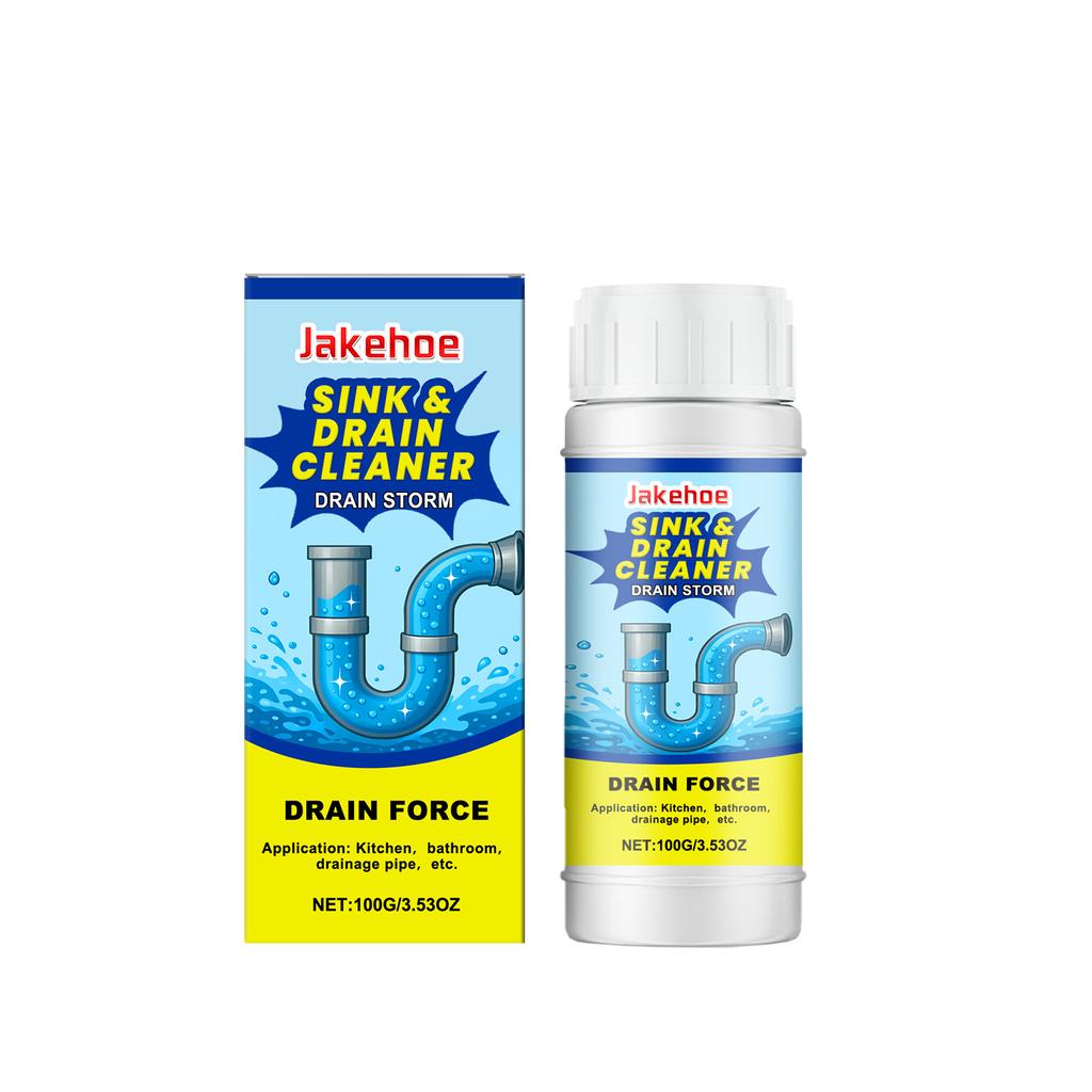 JAKEHOE Drain Cleaner for Kitchen Sink Toilet Pipe Blockage Odor Removal Powerful Dissolve Hair Grease