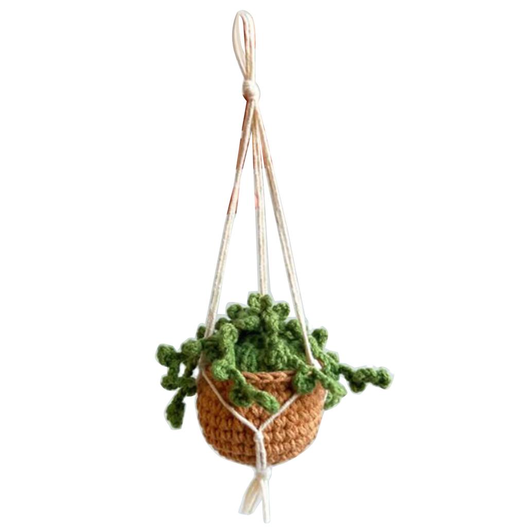 Милые многоцветные горшечные растения, вязаные крючком, подвесные зеркала для автомобиля - аксессуары Милые автомобильные аксессуары для женщин и мужчин, подарок ручной работы