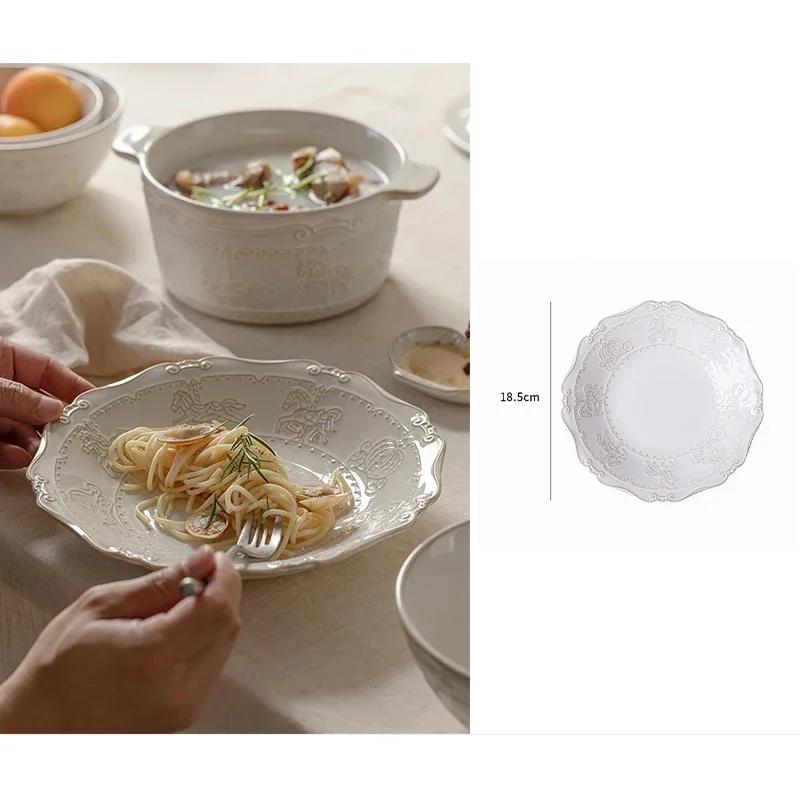 Французская ретро посуда и набор тарелок Бытовая керамическая миска Кухонные и обеденные столовые украшения Предметы домашнего обихода