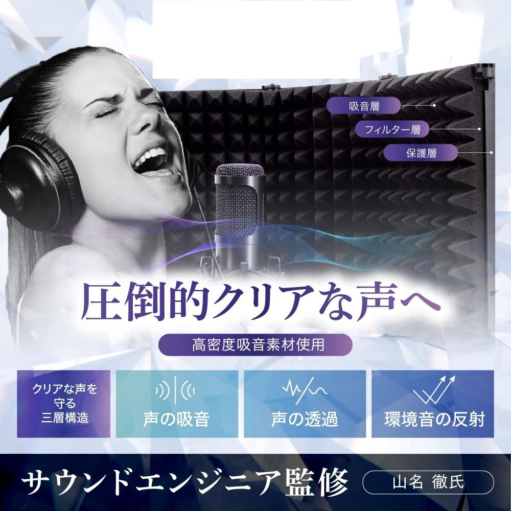 Фильтр отражения [Под руководством звукорежиссера г-на. Yamana] Микрофон Звукоизоляция Звукопоглощающий Материал Экран Звукопоглощение Научно-исследовательский институт