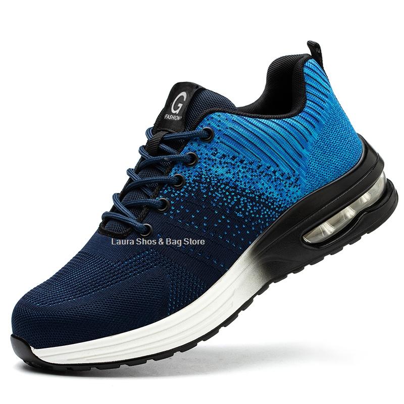 Модные рабочие защитные ботинки на воздушной подушке, мужская рабочая обувь со стальным носком, устойчивая к проколам, неразрушаемая защитная обувь, рабочие кроссовки, большой размер 48