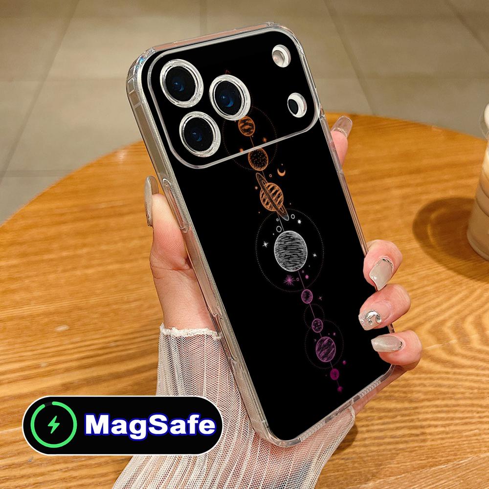Sun Moon Mobile Cell Phone Case for iPhone 17 16 15 14 13 12 11 Air Pro Max Plus Mini Magsafe Clear Colorful Cover Luxury Cover