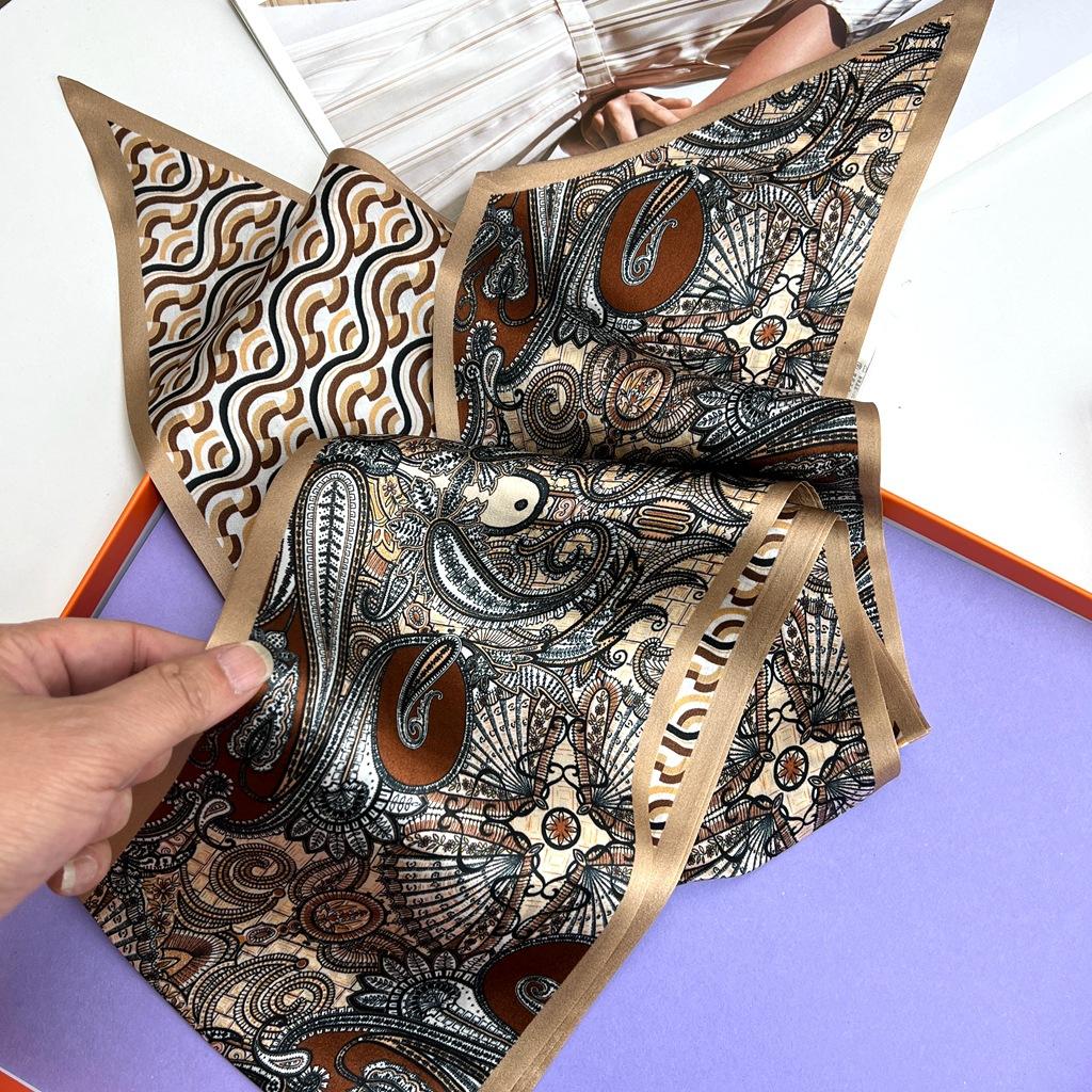 Шарф из 100% шелка тутового дерева, Длинный женский универсальный темперамент, Двусторонний завязанный как сумка, Ремень, Шарф, Шарф как у звезды того же стиля