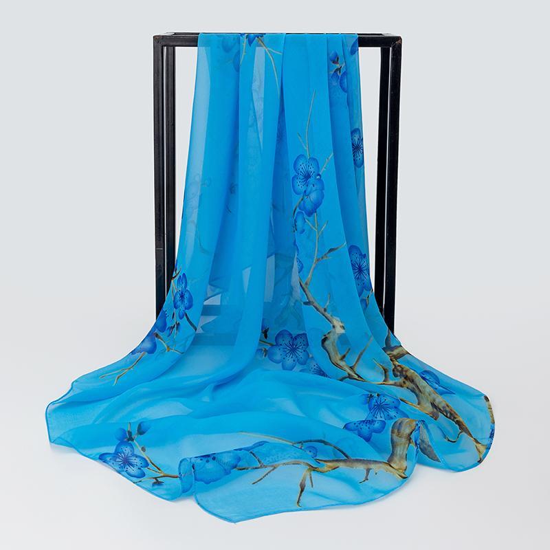 Summer Chiffon Printed Versatile Sunscreen Shawl Lightweight Baotou Square Towel