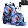 Riman ONE PIECE USB кодовый замок рюкзак студенческий школьный рюкзак сумка через плечо пенал набор из трех предметов для мужчин и женщин