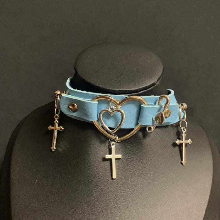 Кожаное Ожерелье Кулон Крест Ожерелье-чокер с Крестом для Женщин