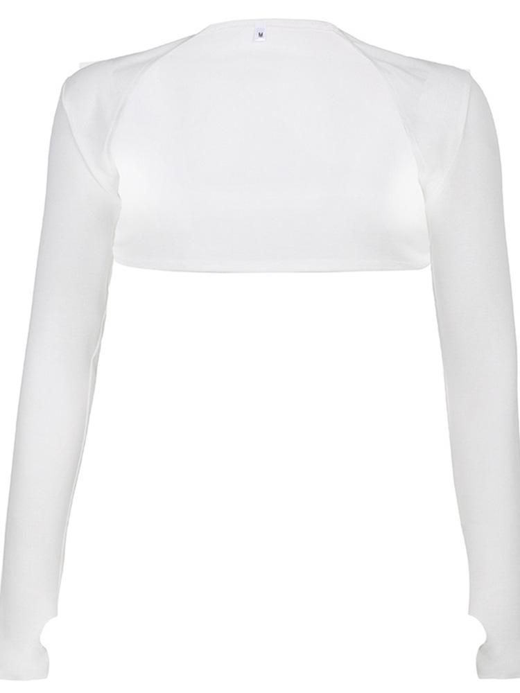 Женский болеро с длинным рукавом и отверстием для большого пальца, однотонный укороченный кардиган с открытым передом, облегающий облегающий жакет с солнцезащитным экраном