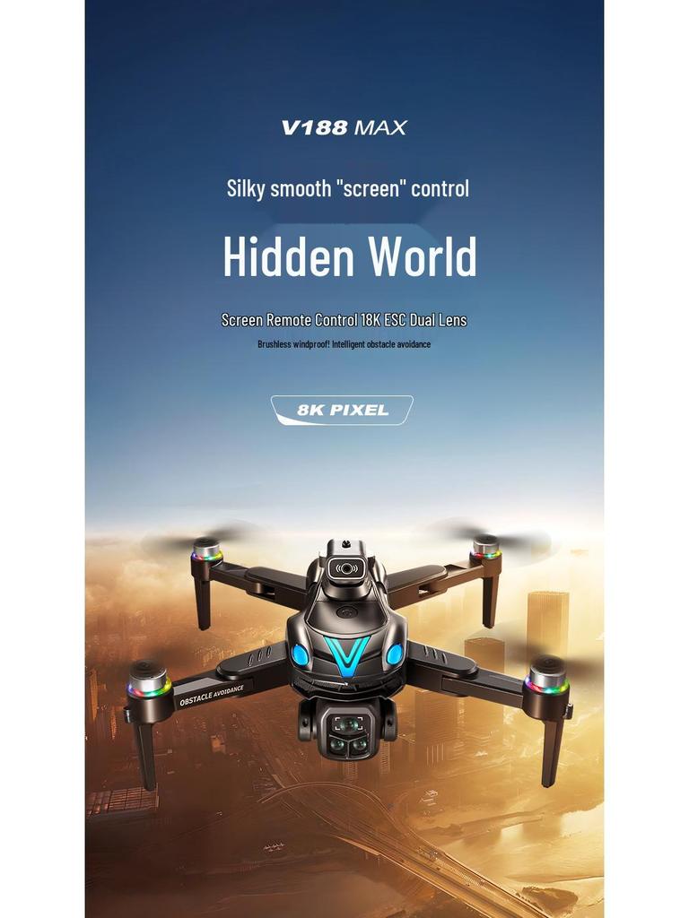 V188MAX Drone with Screen: 8K HD Aerial Photography, Brushless Obstacle Avoidance, Remote Control Aircraft Toy
