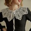 White Retro Hanfu Cloud Shoulder Shawl with Lace Trim & Embroidery for Women