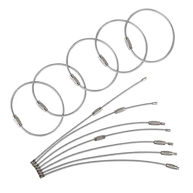 Проволока из нержавеющей стали, брелок для ключей, брелок для ключей, круглая веревка, кабельная петля, уличная лагерная багажная бирка, винт