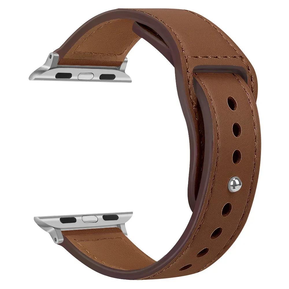 Кожаный ремешок для Apple, ремешок для часов 44 мм, 45 мм, 41 мм, 40 мм, 49 мм, 42 мм, 38 мм, 45, 44 мм, браслет Correa iWatch series 3, 4, 6 SE, 7, 8, ультра