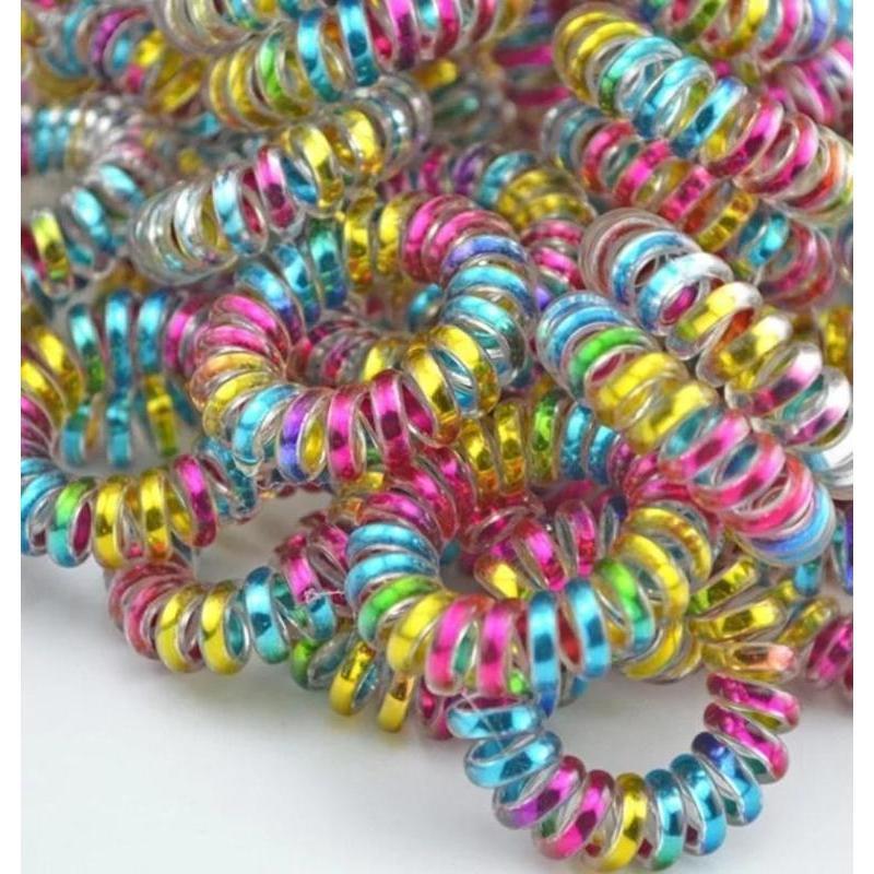 10 шт./лот Пластиковая резинка для волос Цветная спиральная резинка-телефон Держатель для волос 3,5 см Разноцветное Модное украшение для головы