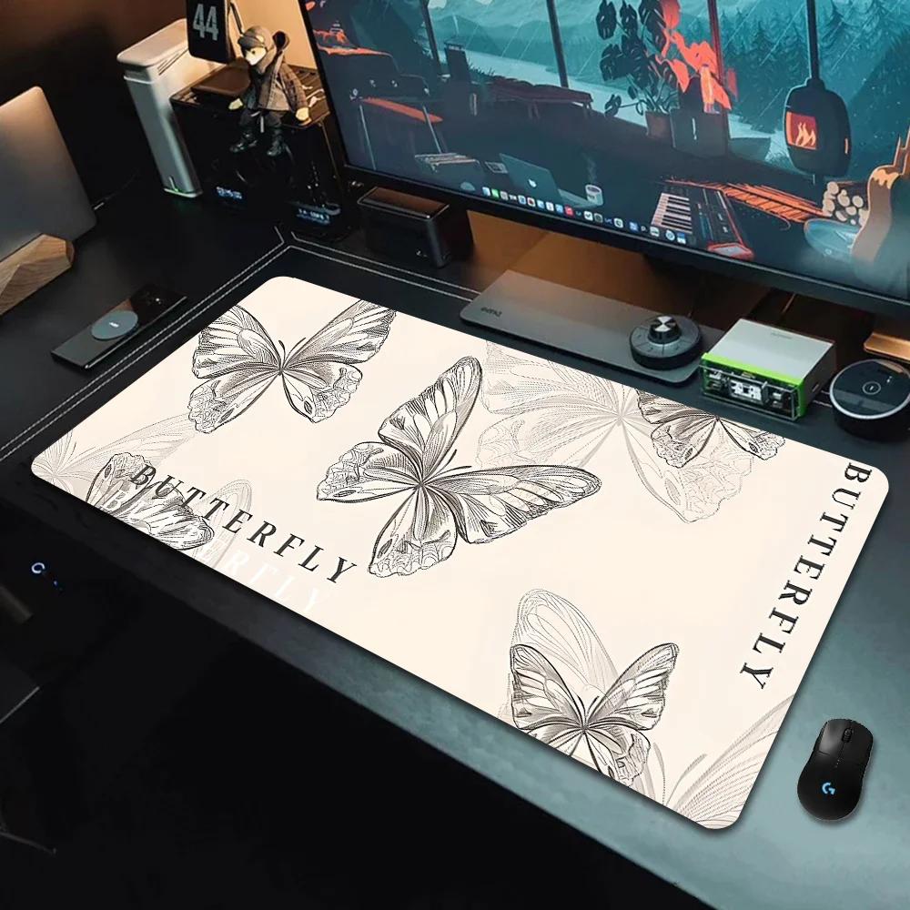 100x50cm Butterfly Mouse Pad Pc Gamer Carpets Desk Accessories Rugs Leveling Large Keyboard Mousemat Plus Playmats For Laptop