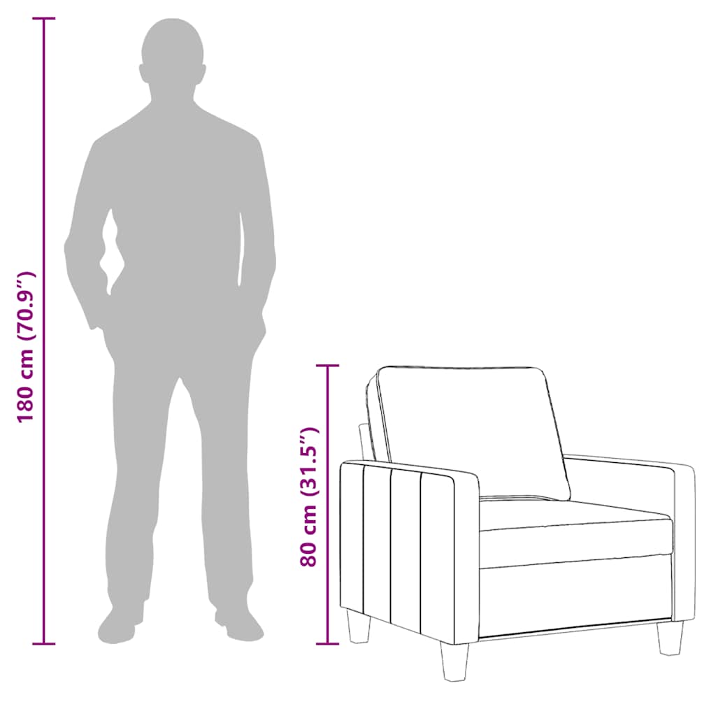 Armchair Light Grey 60 cm Fabric