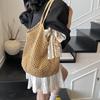 Solid Color Crochet Tote Handbag Summer Beach Scarf Decor Fashion Women's Mesh Woven Shoulder Bags Large Capacity Knitting Underarm Bag CLE