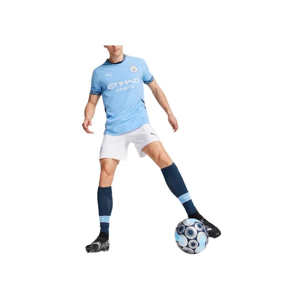 Puma Manchester City FC SS24 Повседневный спортивный пуловер с круглым вырезом Комфортная футболка с короткими рукавами Мужские топы Синий 775050-01