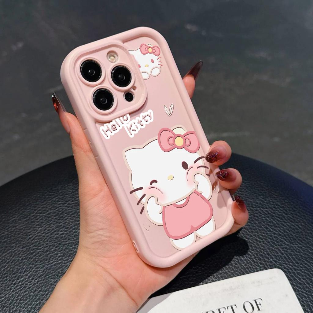 Розовый мультяшный чехол Hello Kitty для iPhone 17 16 Pro Max 17 Air 16e 15 14 13 12 11 Pro Max 14 15 16 Plus INS Силиконовый чехол