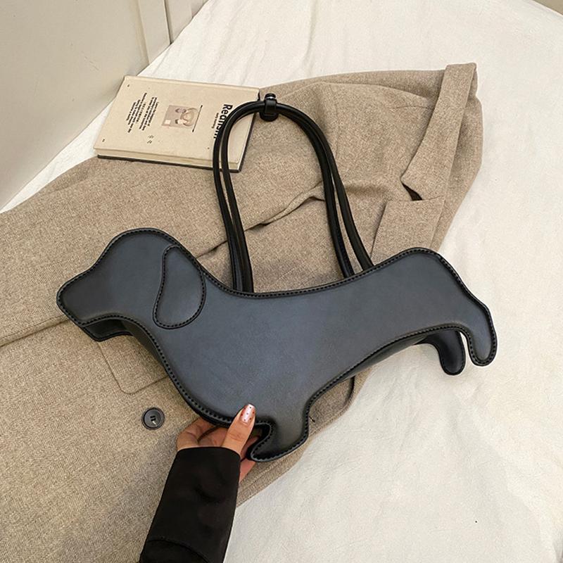 Смешная сумка-тоут в виде собаки-таксы, женская сумка, однотонная, из ПУ кожи, на плечо, сумки-тоут, женская, милая, креативная, в японском стиле, кавайная сумка