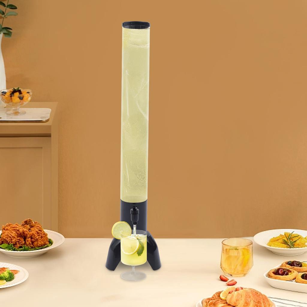 3L Beer Tower Dispenser W/ Ice Tube, Clear & Black Liquor Dispenser for Parties, Bars, Home Use - 100oz Capacity, 32.28in Height