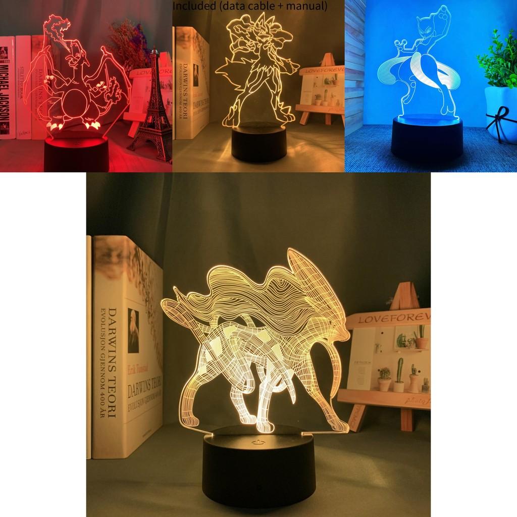 Креативный светодиодный 3D-ночник Пикачу, цветная акриловая декоративная настольная лампа, подарок