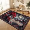 Mushroom Forest Theme Crystal Velvet Floor Rug Personalized Custom Name Text Warm Carpet Home Decoration