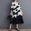 Short Sleeve Plus Size Chiffon Vintage Polka Dot New In Dresses for Women Casual Loose Long Summer Dress