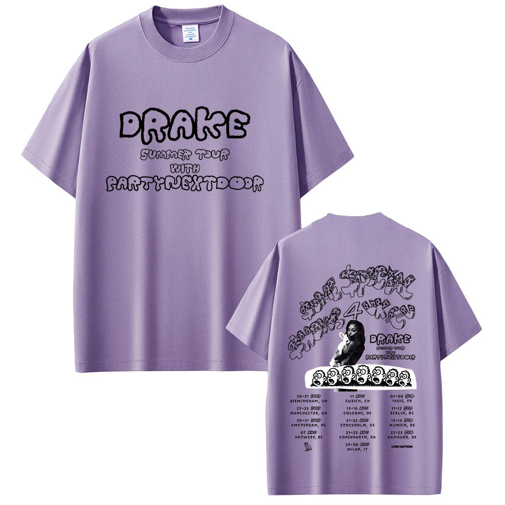 Т-shirts с принтом Rapper Drake Europe Tour with Partynextdoor 2025 SSS4U Some Sexy Songs 4 U Мужские Женские Хип-Хоп Модные Футболки