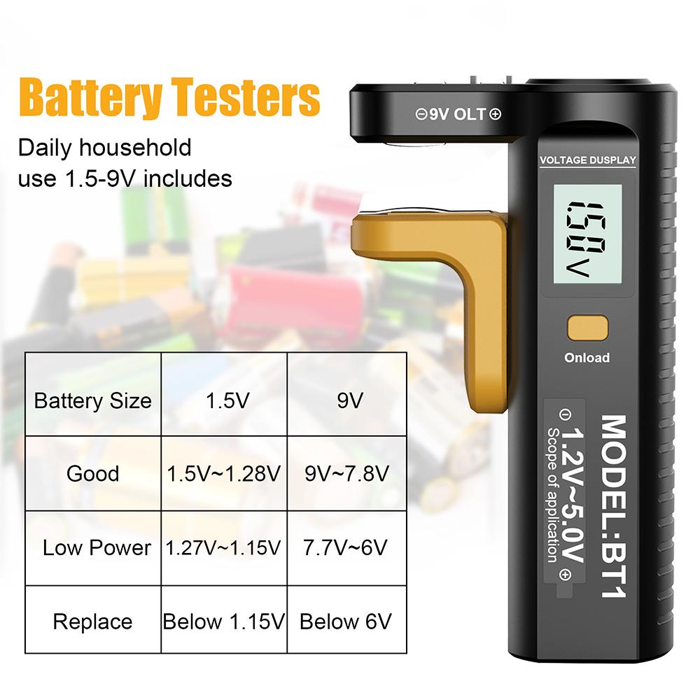 Handheld Battery Tester 9V 1.5V Battery Load Analyzer Universal  Digital Battery Tester Voltage Checker for AAA AA Cell Battery