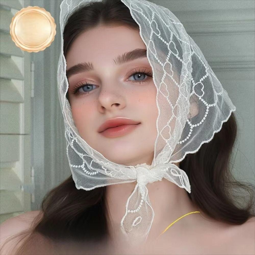 Embroidery Lace Scarf Hollow Out Hair Scarf Headband Vintage Foulard Bandana for Women