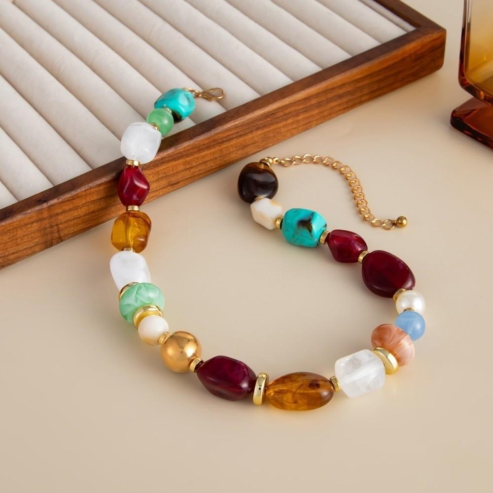 Irregular Shape Beaded Clavicle Jewelry Maillard Style Irregular Necklace Jewelry Daily Wear