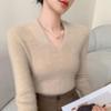 Women's Soft Cashmere V-Neck Base Layer Top, Slim-Fit Wool Knit Sweater for Autumn/Winter 2026