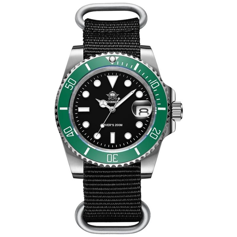 ADDIESDIVE NEW Luxury Men’s Quartz Watch 200M Diver Watch BGW9 Super Luminous Ceramic Bezel Stainless Steel Business Wristwatch