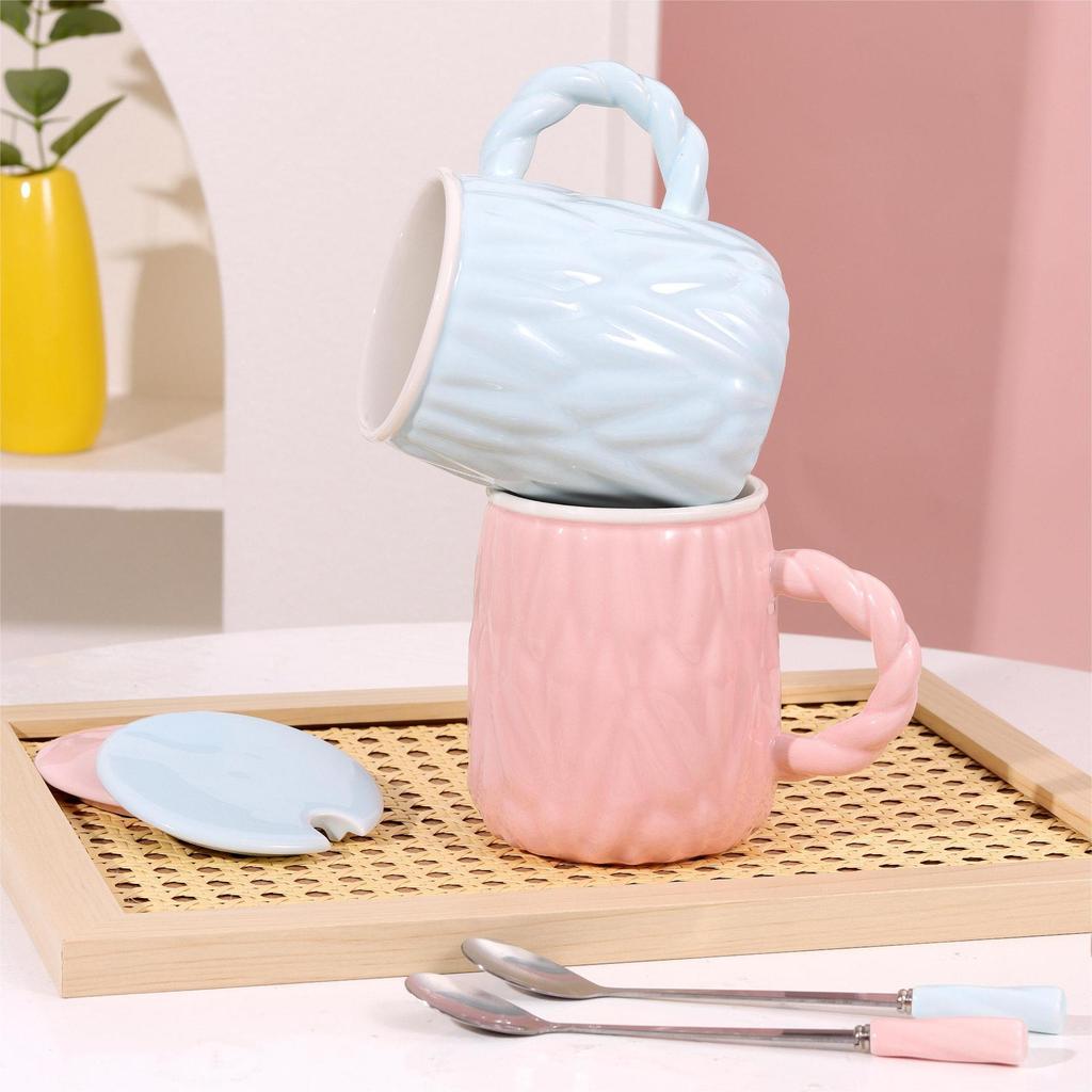 High Looking Mug Girl Heart Cute Cup Couple Ceramic Cup Embossed Creative Water Cup Office Coffee Cup