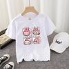 Kids T-shirt Cotton Cute Anime Print Tees Short Sleeve Kawaii Pink Cartoon Girl Summer Casual Clothes Birthday Party Gift