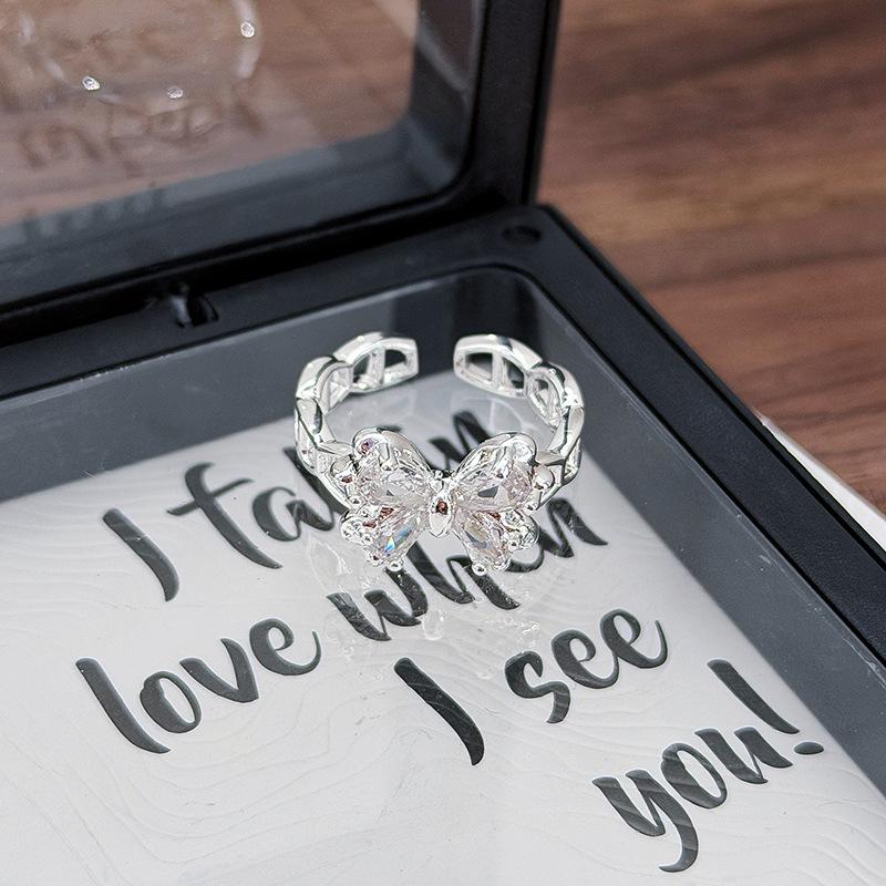 Девушка-комьютерщица Милая Девочка Сказочный Свет Роскошь Бабочка Полный Алмаз Zir*****Ручка Кольцо Нишевое Премиум Ощущение Кольцо-Стек