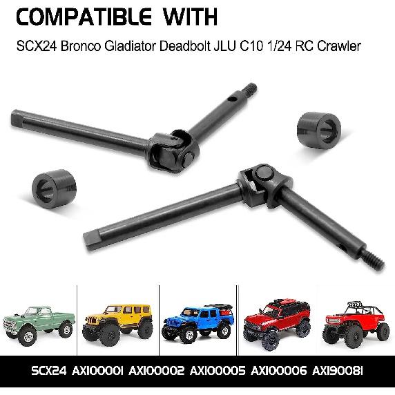 OGRC 1/24 Steel Front Axle Drive Shaft CVD Set for 1/24 Axial SCX24 C10/JLU/Bronco/Gladiator/Deadbolt Upgrades Parts-2pcs