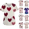 Женская мода повседневная кофточка с коротким рукавом и принтом в виде сердца и V-образным вырезом на День святого Валентина