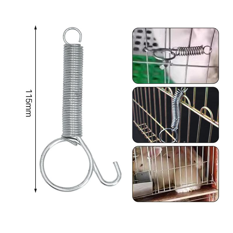4/8Pcs Multipurpose Spring Animal Cage Latches Lock Spring Rabbit Cage Door Tension Spring With Hook For Fixing All Pet Cages