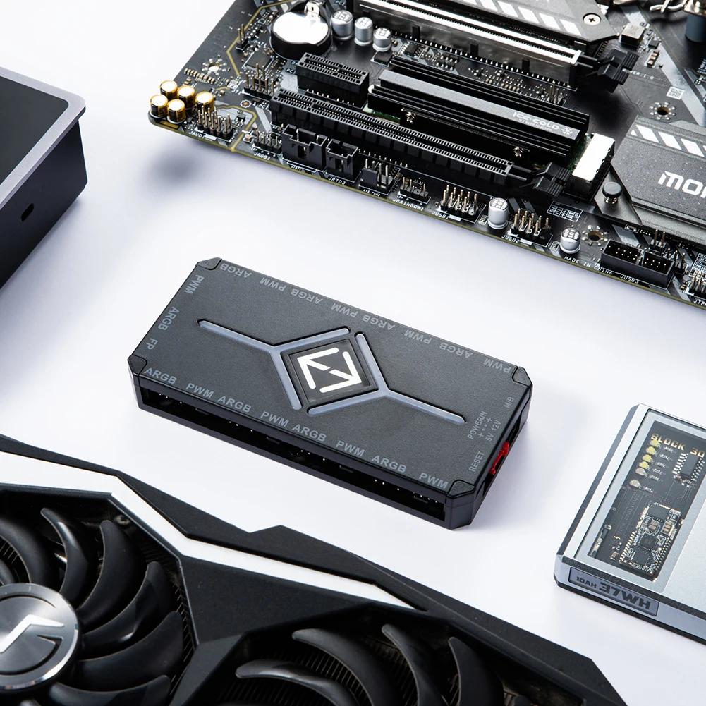 От 1 до 9 портов 3 в 1 PWM хаб для вентиляторов Питание SATA PWM Магнитный хаб-разветвитель для вентиляторов PWM и ARGB Разветвитель для вентиляторов корпуса ПК компьютера