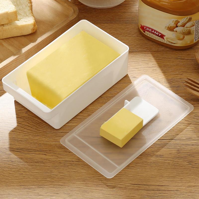 Butter Cutter Box Unbreakable Butter Dish with Clear Lid and Cutter Space-Saving and Easy Cutting Safe Butter Keeper Tray