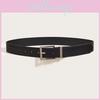 Solid Square Buckle Color Leather Belt Metal Decoration Black Fashion Girdle