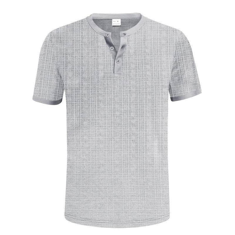 Mens Casual Breathable Loose Short Sleeve Henley Summer T Shirt