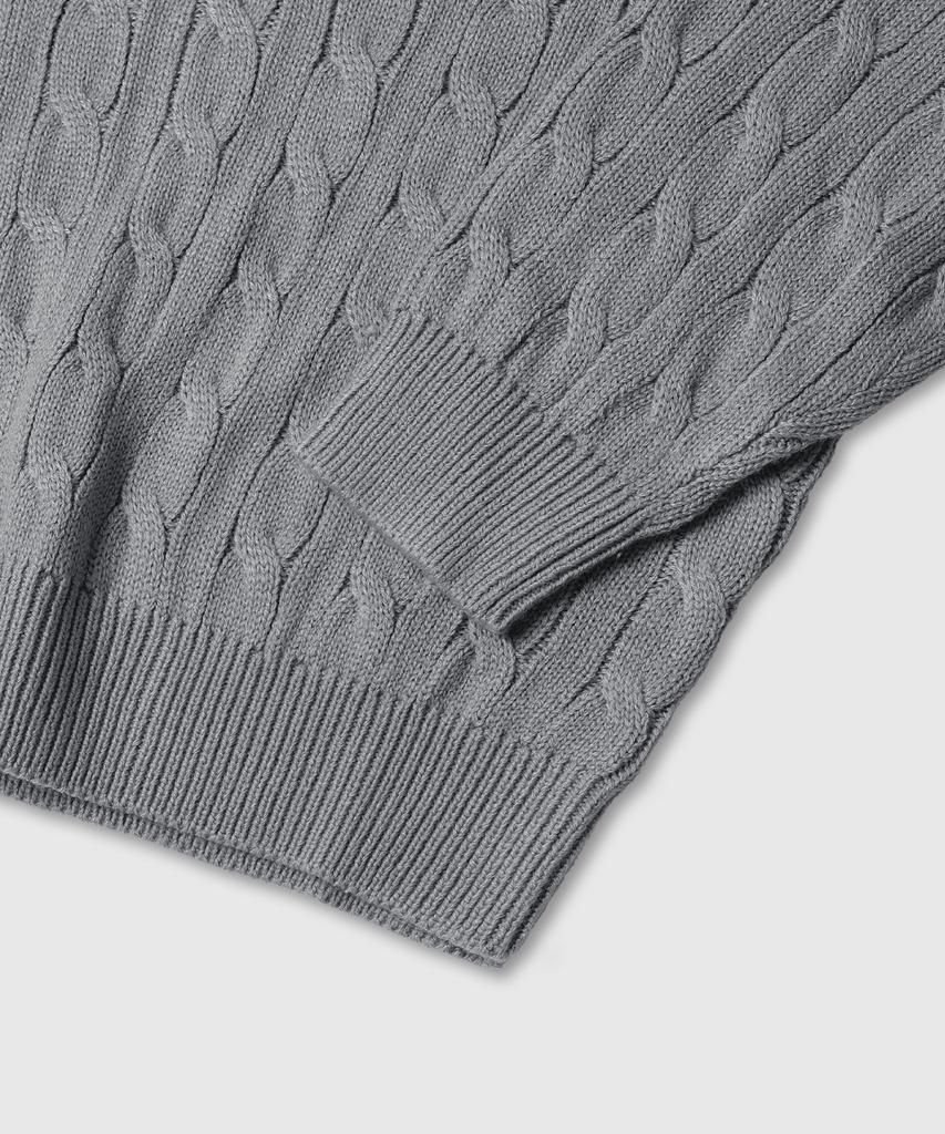 LEMAIN SECOND Oversized Voluminous Washable Half-Zip Cable Knit [Gray]