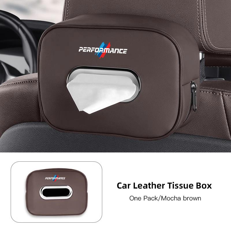Leather Car Tissue Box Storage Bag Accessories Sticker For BMW G05 E92 E28 F40 F10 E46 E36 E53 Performance X3 X1 E62 G30 X6 F30 CY4