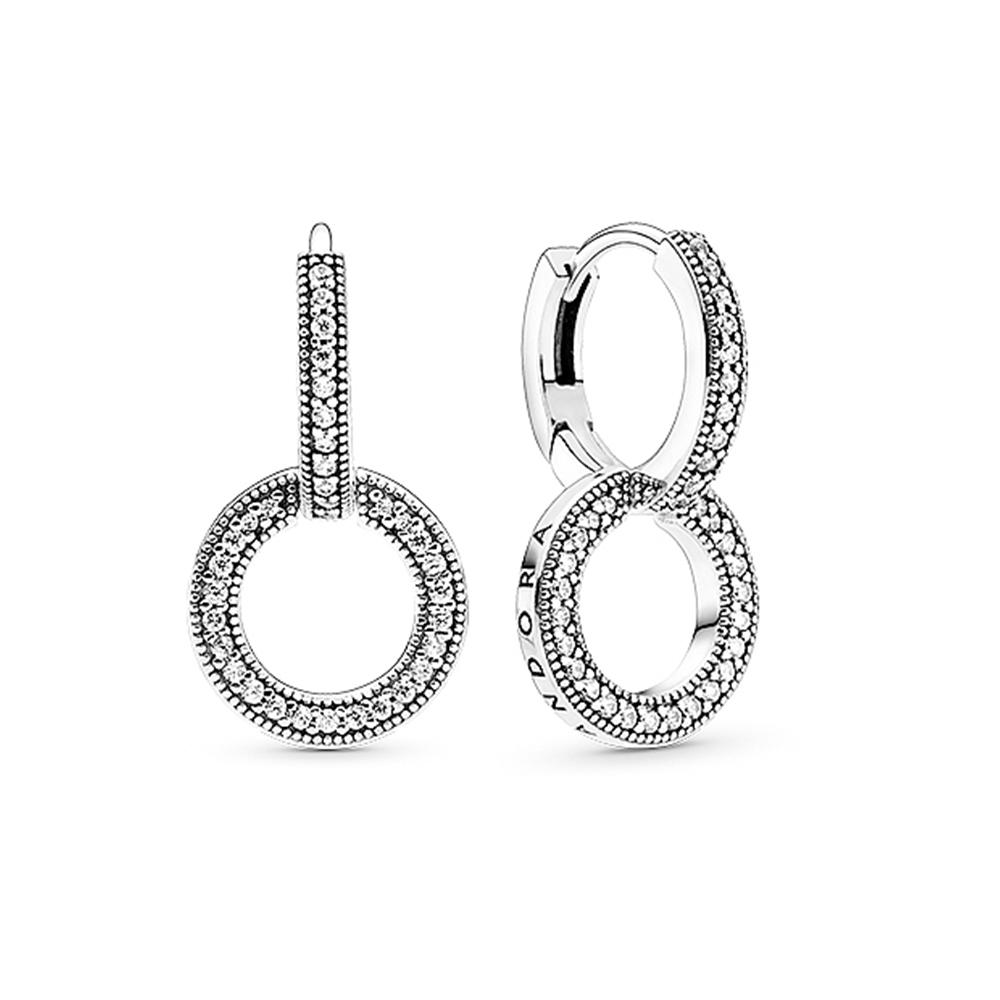 Сверкающие двойные серьги-кольца из стерлингового серебра S925 для женщин, модные ювелирные изделия, подарки на день рождения, день матери