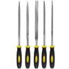 5-Piece Metal Needle File Set - Hardened Alloy Steel Includes Flat, Warding, Square, Triangular, Round, and Half-Round Files